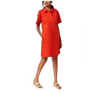 Eileen Fisher organic cotton orange shirtdress pockets summer midi dress size MP